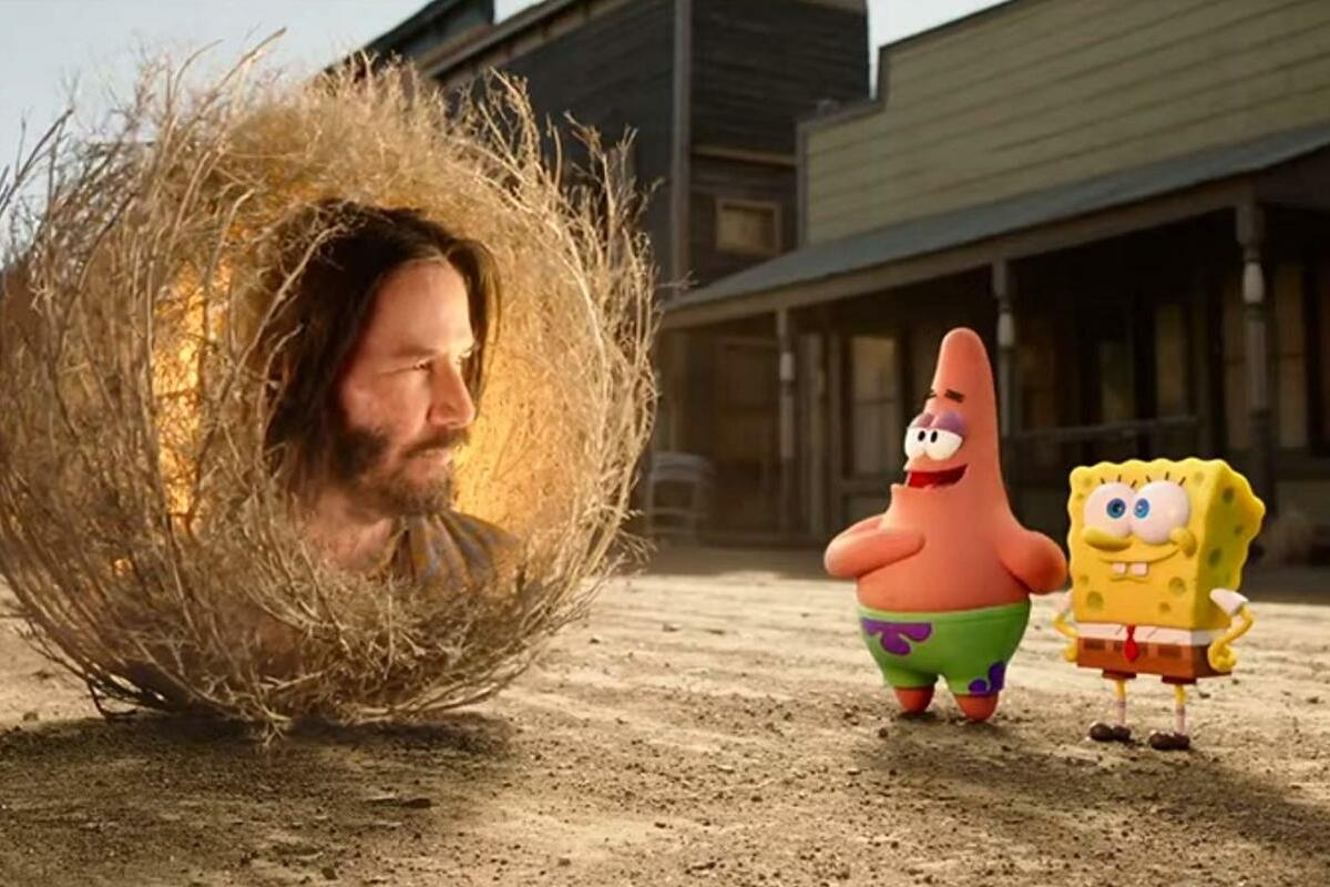 Spongebob e Keanu Reeves num filme para toda a família